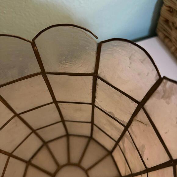 Vintage Capiz Shell Trash Can - Picture 4 of 5